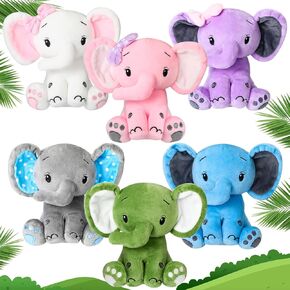 6 Pcs Valentine‘s Day Elephant Stuffed Animals 6 Inch Big Ear Stuffed Elephant Animal Plush Toy Gift for Baby Shower Boys Girls Nursery Bed Decoration Birthday Party Supplies(Gray, Dark Gray)