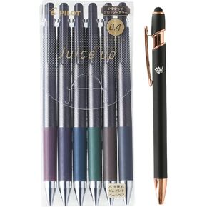 Pilot Retractable Gel Ink Pen 0.4mm Ultra Fine Point Glossy Color 6 Colors Set (LJP120S4-6CCG) With Original Stylus Ballpoint Touch Pen