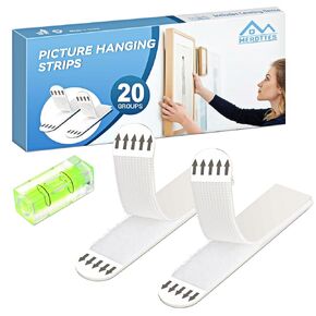 Heavy Duty Large Picture Hanging Strips, 20-Pairs (40 Packs) Velcro Adhesive Picture Hangers, No Damage Wall Hanger Without Nail, Poster Hanger Strips, Picture Hanging Hooks for Wall Decoration