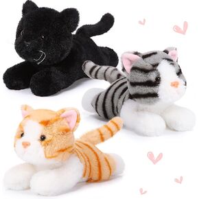 3 Pcs 9 Inch Cat Stuffed Animal Plush Gift Cute Kitten Plush Toys Small Cat Stuffed Animal Sleeping Gifts for Boys Girls Pet Party Favors(Stylish Style)