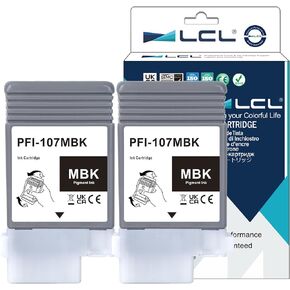 LCL PFI-107 Matte Black 130-ml Ink Cartridge Replacement for Canon PFI-107 PFI-107MBK PFI107MBK for Canon ImagePROGRAF iPF670 iPF680 iPF685 iPF770 iPF780 iPF785 Printers (2-Pack)