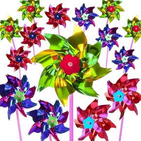 Proloso 24 Pack Plity Pinwheels for Kids Party Favors Diy Lawn Windmill مجموعة pinwheels للساحة والحديقة