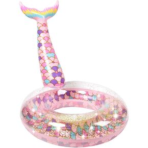 Ginkago Pool Floats Inflatable Swimming Rings Mermaid Tail Tubes Glitters Water Party Summer Beach for Kids and Adults