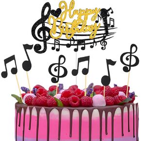 Music Score Cake Decoration Happy Birthday Cake Toppers Musical Symbol Cupcake Suitable for Birthday Musician Party Music Lover Theme Birthday Party