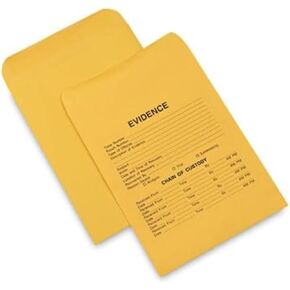 Taction Evidence Envelopes, 20 count packs, in clear resealable bag, Crime Scene, Forensics, pre-printed text 9x12 inches
