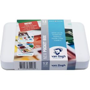 Van Gogh Watercolor Paint Set, Plastic Pocketbox, 12-Half Pan General Selection