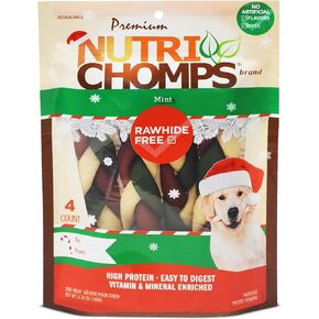 NutriChomps Dog Chews, 5 inch Twists, Mint Flavor, 10 Count, Easy to Digest, Rawhide Free, Holiday Stocking Stuffer Treats, Christmas Gift for Dogs