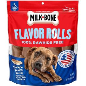 Milk-Bone Flavor Rolls Chicken Doodle Dandy Rawhide Free Dog Treat with Chicken, 5-Count Bag