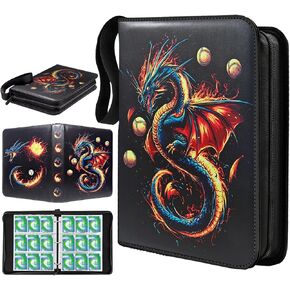 Card binder with 50 removable sleeves and 900 pockets,trading card binder has a waterproof,wear-resistant PU surface for card collection binder or card binder 9 pocket for TCG storage (dragonC)