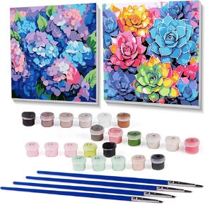 AALBLAC Cow Paint by Numbers for Adults - Highland Cow Flower Paint by Numbers for Adults Beginners, Acrylic Simple Paint by Number Canvas for Gift Home Decoration (16x16 Inch)