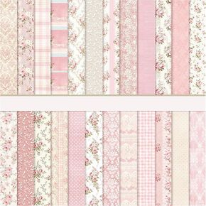 Vintage Red Scrapbook Paper, 12x12 Paper Pad, 24 Sheets/ 12 Designs Flower Garden Pattern Paper Vintage Rose Scrapbook Specialty Paper Double Sided Floral Decorative Craft Paper
