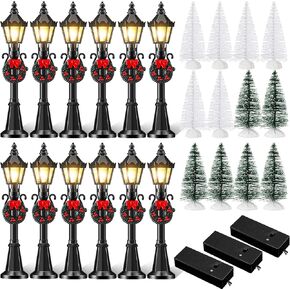 Shappy 24 Pieces Christmas Lamp Post Village Accessories Mini Street Lamp Dollhouse Streetlight Models for Mini Christmas Village Street Lights Models Christmas Miniature Mini Street Lamp for DIY
