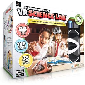 Professor Maxwell's VR Science Lab - مجموعة علوم الأطفال الواقعية الافتراضية وكتاب ومجموعة أنشطة التعلم STEM التفاعلية (النسخة الكاملة - تتضمن نظارات) - للأعمار 8 وما فوق