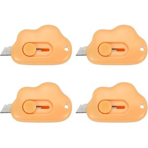 PATIKIL Box Cutters, 4 Pcs Retractable Letter Opener Cloud Shaped Small Package Opener Envelope Slitter for DIY Envelope Mail Opening Paper Cutting, Pink (2.4x1.5Inch)