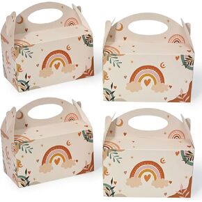 Boho Rainbow Party Treat Boxes 12 Pcs, Candy Gift Bags with Handle Gable Boxes for Birthday Party Supplies