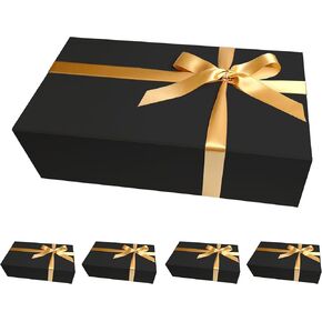 مربع Cecobox 1PC الأسود القابل للطي مع بطاقة تعبئة بطاقات المعايدة وورقة الأنسجة (11 "x7.5" x3 "، أسود)