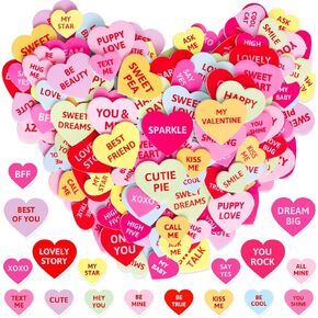 Valentines Day Foam Stickers Heart Shaped Conversation Sticker Colorful Decorative Labels for Valentine Crafts Scrapbook Favors Wedding Party Decoration Bridal Shower Supplies 200Pcs