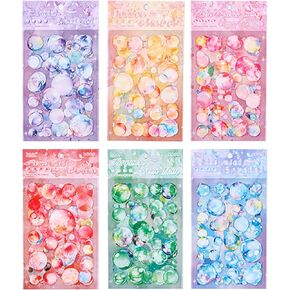 24 Sheets Watercolor Bubble Deco Stickers, Self Adhesive Kpop Photocard Stickers, Cute Bubble Craft Stickers for Scrapbook Journaling Binder Album Art DIY Cards