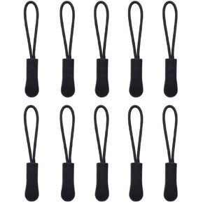 10Pcs Black Zipper Pull Puller End Fit Rope Tag Replacement Clip Broken Buckle Fixer Tent Tab Cord Kit Suitcase Zip Backpack Travel Bag,Fasteners