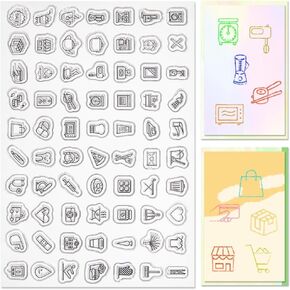 CRASPIRE Daily Themed Rubber Stamp Mini Symbol Label Clear Cute Food Coffee Vintage Transparent Silicone Seal Stamp Retro for Journaling Card Making DIY Scrapbooking Handmade Photo Album Notebook