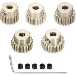 5Pcs 48P Pinion Gear Set 18T 19T 20T 21T 22T for 3.175 mm Shaft Aluminium Alloy Pinion Gear with Screws and Hexagonal Wrench for RC Motor