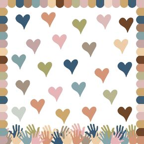 Boho Heart Bulletin Decor Classroom Bulletin Board Decoration Set Heart Hand Paper Cutouts for Classroom Office Home Wall Party Supplies, 52 Pcs