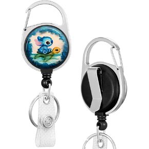 Badge Reels Holder Retractable Keychain Heavy Duty with ID Clip for Key Card Name Tag Cute Funny Fun Cartoon Turtle Nurse Work Office Key Retractor Leash Black Metal Carabiner Belt Clip ZJK574