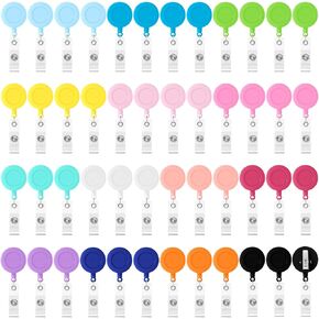 Zhanmai 48 Pcs Retractable Badge Reel 25 Inches Id Badge Clip with 360 Degrees Swivel Alligator Clips Mixed Colors Retractable Id Badge Clip for Students Hanging Card Name(Transparent)