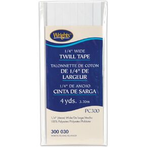Wrights 117-300-030 Twill Tape, White, 4-Yard