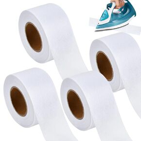4 Rolls Fusible Batting Tape for Quilting, 1.5Inch x 20Yards White Hemming Tape, Seam Tape Fabric Sheer Binding Tape for Art Quitting Batting Sewing Cloth