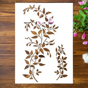 Large A4 Tree Vine Leaf Stencil for Painting on Wood Wall, 8.3" × 11.6" Reusable Wall Painting Stencils, Ivy Stencil Drawing Template for Furniture, Canvas, Home Decor, DIY Art Crafts