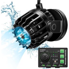 VIVOSUN Aquarium Wave Maker, 2113GPH Circulation Pump with Controller & Magnetic Suction Base, Adjustable Submersible Powerhead for 20-60 Gal Freshwater/Saltwater Fish Tank, 25W
