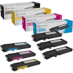 LD Products Compatible 593 Replacement for Dell C2660dn & C2665dnf High Yield Printer Toner Cartridges (3 Black 593-BBBU, 1 Cyan 593-BBBT, 1 Magenta 593-BBBS, 1 Yellow, 593-BBBR, 6-Pack)