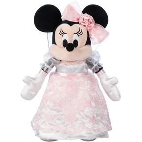 Disney Store الرسمي Minnie Mouse Wedding Plush - حيوان عروس محشوة ، ثوب الزفاف الساتان ، ميزات مطرزة ، أكمام منتفخة الأورجانزا ، هدية رومانسية لحفلات الزفاف ، تتضمن/من علامة الهدية