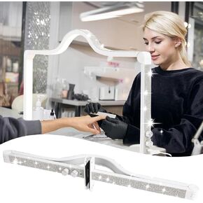 Foldable Half Moon LED Nail Desk Lamp for Nail tech,3000-600K Adjustable Brightness,3 Color Temperature Led Nail DeskLight forNail/Tattoo/Lash Tech(White)