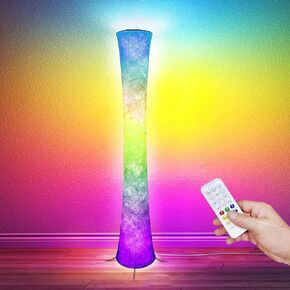 Floor Lamp, RGB Color Changing, Smart Control Music Sync with Fabric Shade, Standing Lamp for Living Room Bedroom Game Room, 62 inch