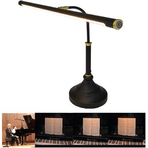 HomeFocus - Piano Lamp,LED Piano Lamp with Dimmer,Eye-Caring,Stepless Dimming,Piano Lamp,Desk Lamp,Reading Lamp for Home Office,Adjustable Height,Multi-Functional,LED 5W,3000K,Metal,Black+Gold