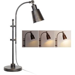 Metal Desk Lamp Rustic Task Lamp Black Adjustable, Industrial Style Lamp with On/Off Switch, Vintage Work Lamp, Reading Lamp for Bedroom, Study Room &Office, ETL Certificate. (Black)