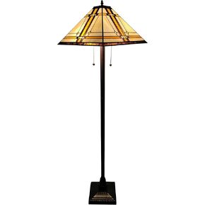 Amora Tiffany Floor Lamp Torchiere - Vintage Standing Light Floor Lamp - 61" Tall Floor Stained Glass Lamp - Tiffany Floor Lamps for Living Room