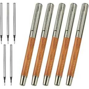 Yunchun 1pc قلم Wood Rollerball Pen ، قلم الحبر الخشبي الخشبي الحبر مع إعادة ملء الحبر الأسود ، قلم الأسطوانة الفاخرة للكتابة والصحافة ، القلم المهني التنفيذي الرائع ، القلم المدور حول القلم.