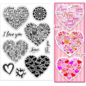 PH PandaHall Love Heart Clear Stamp for Wedding, Graffiti Silicone Stamp Sweet Love Transparent Rubber Stamp for Mother's Day Greeting Card, Scrapbooking, Journal, Gift Tags, Photo Albums