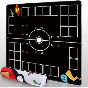 Playmat للعبة البطاقات مع Tube - Play Play Mat للعب البطاقات مع المناطق ، ولعب مدربان 2 مشغل حصيرة (أحمر)