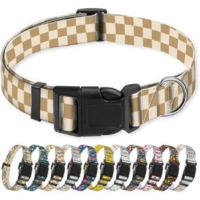 Dog Collar, Cute Puppy Collar, Funny Pet Collar, Adjustable Soft Dog Collars for Medium Dogs Green White Plaid in Kuwait