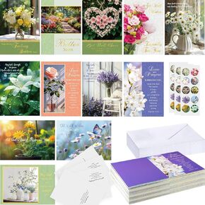 24 Pack Christian Get Well Cards with Envelopes and Stickers Get Well Cards Bulk Religious Greeting Cards with Scripture Encouragement Floral and Nature's Landscape Blessing 4.5 x 6.2 Inch