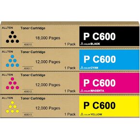 P C600 PC600 Toner Cartridge Compatible for Ricoh PC600 P C600 Toner Set Replacement for Ricoh Savin Lanier P C600 PC600 Printer 408310 408311 408312 408313(4-Pack)