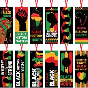 Haooryx Black History Month Bookmarks - 120Pcs Black History Matter Bookmark for Celebrate African American BHM Festival Decoration School Inspirational Event Classroom Stationery Handout Supplies