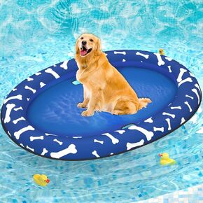 Pet Soft Dog Float Raft - Inflatable Dog Swimming Float for Summer (Blue Bone)