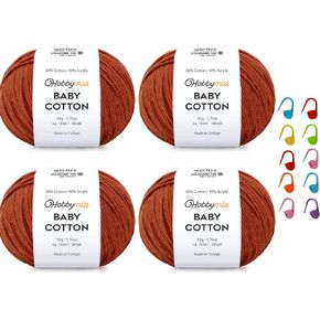 Baby Cotton Yarn for Crocheting - 50g / 180yds - (2) Fine, Sport Weight Yarn - Soft Amigurumi Yarn for Crochet Thread - 60% Cotton & 40% Acrylic Yarn (Neon Green, 1 Ball)