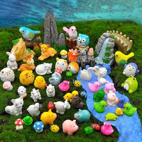 Suartus Mini Resin Animals Forms ، 43pcs تمثال صغير صغير للحيوانات مصغرة ، طرازات خنازير الخنزير الصغيرة نموذجية لحديقة الحدائق الجنية الدقيقة الزخرفة DIY الملحقات للديكور المنزلي ديكور المنزل
