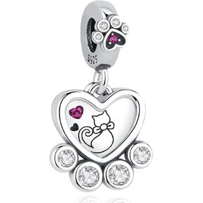 Nbsameng S925 Sterling Silver Charms Bead Compatible for Pandora Bracelets and Necklaces, DIY Jewelry for Women, Lucky Cat & Carp Flag & Cherry Blossom